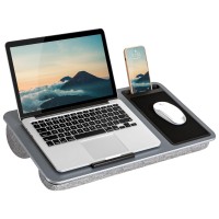 Lapgear Home Office Lap Desk With Device Ledge Mouse Pad And Phone Holder Silver Carbon Fits Up To 156 Inch Laptops Sty