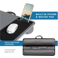 Lapgear Home Office Lap Desk With Device Ledge Mouse Pad And Phone Holder Silver Carbon Fits Up To 156 Inch Laptops Sty