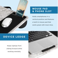 Lapgear Home Office Lap Desk With Device Ledge Mouse Pad And Phone Holder White Marble Fits Up To 156 Inch Laptops Styl