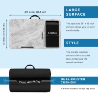 Lapgear Home Office Lap Desk With Device Ledge Mouse Pad And Phone Holder White Marble Fits Up To 156 Inch Laptops Styl