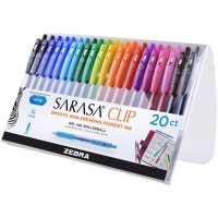 Zebra Pen Sarasa Clip Retractable Gel Pen Fine Point 05Mm Rainbow Assorted Colors 20Pack