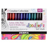 Zebra Pen Doodlerz Gel Stick Pen 10Mm Assorted 60Pk 41960