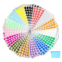 Pack Of 2400 34 Round Color Coding Circle Dot Sticker Labels 15 Assorted Colors Zipper File Bag Included For Easy Storage