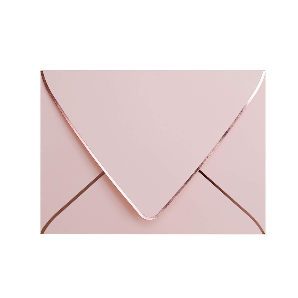 A7 Pink Envelopes 50 Pack With Rose Gold Border Christmas Envelopes Quick Self Seal For 5X7 Cards Perfect For Weddings Invita