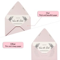 A7 Pink Envelopes 50 Pack With Rose Gold Border Christmas Envelopes Quick Self Seal For 5X7 Cards Perfect For Weddings Invita