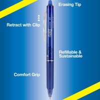 Pilot Frixion Clicker 07Mm Erasable Gel Pens Fine Point 6Pack Blackblue