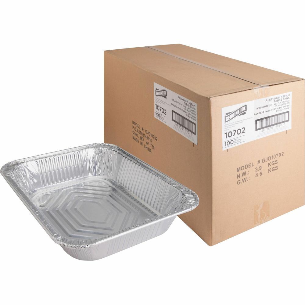 Genuine Joe Halfsize Disposable Aluminum Pan Cooking Serving Disposable Silver Aluminum Body 100 Carton