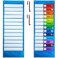 Youngever Classroom Pocket Chart 131 Pocket Daily Schedule Pocket Chart 26 Doublesided Reusable Dryeraser Cards 13 Color1