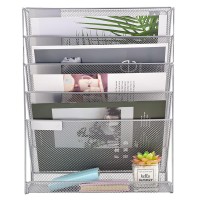 Easepres Desk File Organizer Mesh 5Tier Hanging Wall Mount Document Organization Stand Desktop Vertical Mail Paper Folder Hol