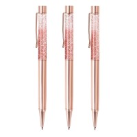 Zztx 3 Pcs Rose Gold Ballpoint Pens Metal Pen Bling Dynamic Liquid Sand Pen Pretty Pens With Refills Black Ink Office Supplies G