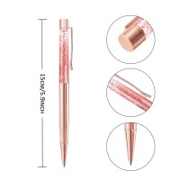 Zztx 3 Pcs Rose Gold Ballpoint Pens Metal Pen Bling Dynamic Liquid Sand Pen Pretty Pens With Refills Black Ink Office Supplies G