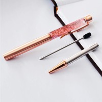 Zztx 3 Pcs Rose Gold Ballpoint Pens Metal Pen Bling Dynamic Liquid Sand Pen Pretty Pens With Refills Black Ink Office Supplies G