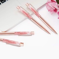 Zztx 3 Pcs Rose Gold Ballpoint Pens Metal Pen Bling Dynamic Liquid Sand Pen Pretty Pens With Refills Black Ink Office Supplies G