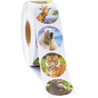 1000 Count Stickers Assorted Designs Sticker Roll Zoo Animals