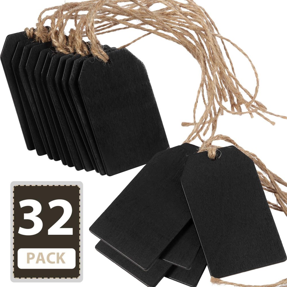 Boao 32 Pieces Mini Chalkboard Tags Bulk 2X31 Wood Chalkboard Signs Wooden Hanging Chalkboard Labels With String Price Tags