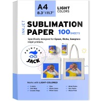 Printers Jack Sublimation Paper Heat Transfer Paper 100 Sheets 83 X 117 For Any Epson Hp Canon Sawgrass Inkjet Printer W