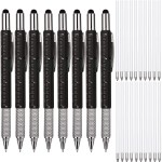 8 Pcs Gift Pen For Men 6 In 1 Multitool Tool Pen Screwdriver Pen With Ruler Levelgauge Ballpoint Pen Pen Refills Fathers Chr