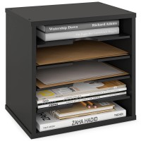 Ballucci File Organizer Paper Sorter 5 Tier Adjustable Shelves Office Desk Organizer 13 58 X 9 14 X 12 Black