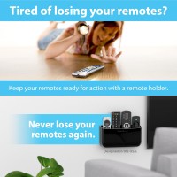 Totalmount Hole-Free Remote Holder - Eliminates Need To Drill Holes In Your Wall (Premium Black Holder For 3 Or 4 Remotes)