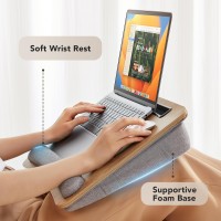 Huanuo Portable Lap Laptop Desk With Pillow Cushion Fits Up To 156 Inch Laptop With Antislip Strip Storage Function For Ho