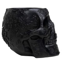 Skull Makeup Brush Candy Bowl Pen Holder Trick Or Treat Bowl Halloween Goth Decorations Extra Large Strong Resin Skeleto