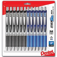 Pentel Energel Rtx Retractable Liquid Gel Pen Black And Blue 07Mm Pack Of 12