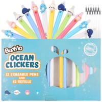 Bunmo Ocean Clickers Erasable Gel Pens Multicolor Cute Pens School Supplies For Girls Erasable Pens For Smooth Writing D