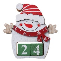 Amosfun Wooden Christmas Advent Countdown Calendar Snowman Calendar Christmas Tabletop Ornaments