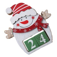 Amosfun Wooden Christmas Advent Countdown Calendar Snowman Calendar Christmas Tabletop Ornaments