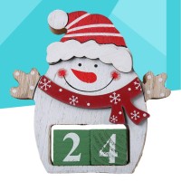 Amosfun Wooden Christmas Advent Countdown Calendar Snowman Calendar Christmas Tabletop Ornaments