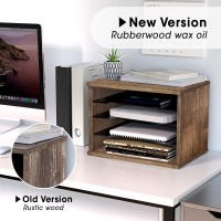 J Jackcube Design Rustic Wood Desk Organizer 4 Compartment Paper File Holder For Home And Office  Document Storage  File Sorter  Mail And Letter Tray- Mk560A