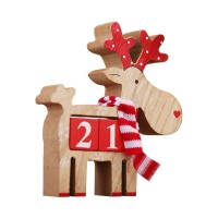 Amosfun Christmas Calendar Countdown Advent Calendar Wooden Deer Ornament For Christmas Home Decoration