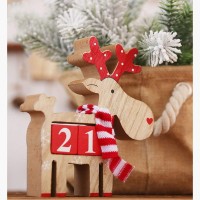 Amosfun Christmas Calendar Countdown Advent Calendar Wooden Deer Ornament For Christmas Home Decoration