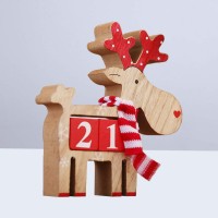 Amosfun Christmas Calendar Countdown Advent Calendar Wooden Deer Ornament For Christmas Home Decoration