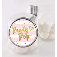 Stripe Ready To Pop Stickers Faux Metallic Gold 2 Inches Round 40 Stickers Ready To Pop Baby Stickers For Popcorn Baby Show