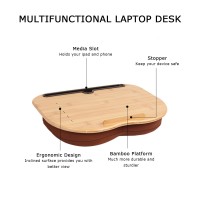 Sumisky Lap Deskportable Laptop Table With Cushion Bamboo Platform Phone Holder