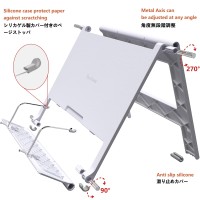 Readaeer Portable Book Stand Free Angle Adjustable Book Holder For Thick Textbook Collapsible Lightweight Book Rest White