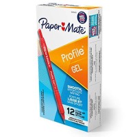 Paper Mate Gel Pen Profile Retractable Pen 07Mm Red 12 Count