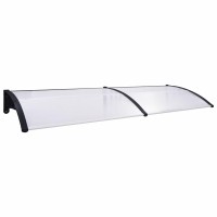 vidaXL Door Canopy Black and Transparent 1181x315 PC 144817