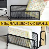 Wishacc Folder Holder Desk 2 Pack Mail Organizer Letter Holder For Desk Metal Mesh With 3 Vertical Upright Compartments