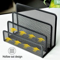 Wishacc Folder Holder Desk 2 Pack Mail Organizer Letter Holder For Desk Metal Mesh With 3 Vertical Upright Compartments