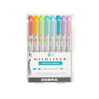 Zebra Pen Mildliner Double Ended Highlighter Set Broad And Fine Point Tips Assorted Ink Planner Colors 8Pack