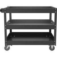 Lorell 3shelf Utility Cart 3 Shelf 400 lb Capacity 4 Casters Steel x 16 Width x 30 Depth x 32 Height Black 1 E