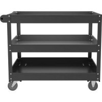 Lorell 3shelf Utility Cart 3 Shelf 400 lb Capacity 4 Casters Steel x 24 Width x 30 Depth x 32 Height Black 1 E