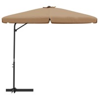 vidaXL Outdoor Parasol with UV Protective Polyester Canopy and Steel Pole 1181 Diameter Easy Crank Mechanism Taupe Color