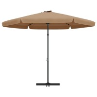 vidaXL Outdoor Parasol with UV Protective Polyester Canopy and Steel Pole 1181 Diameter Easy Crank Mechanism Taupe Color