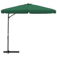 vidaXL Outdoor Parasol with UV Protective Polyester Steel Pole Green Garden Umbrella with Crank Mechanism 1181 Diameter