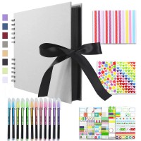 Vienrose Scrapbook Photo Album Diy Set With Stickers And Colorful Pens Hardcover Pictures Book 11X8 Inches 80 Black Pages For We