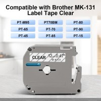 Pt-M95 Label Tape Clear Compatible With M-K131S Brother Label Tape Clear 12Mm 0.47 M131 Mk131 P Touc M Tape For Brother Label Maker Ptm95 Pt85 Pt65 Pt90 Label Maker Refills Black On Clear  4 Pack