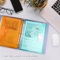 Eoout 24Pcs Binder Folders Binder Pocket For 3 Ring Binder Organizer File Folder Letter Size Snap Button Pouch With Label Fo